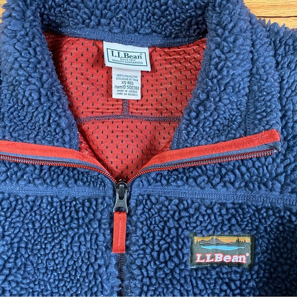 L.L. Bean Mountain Pile Fleece Full Zip Navy Jacket Size XS - Picture 4 of 4